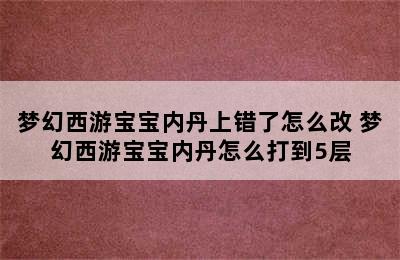 梦幻西游宝宝内丹上错了怎么改 梦幻西游宝宝内丹怎么打到5层